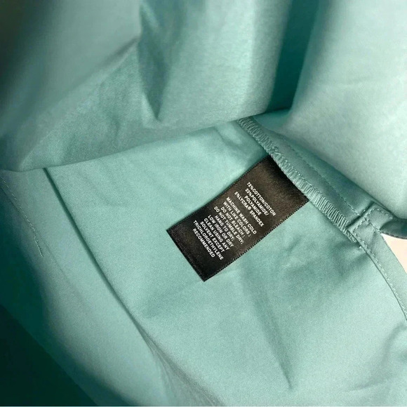 Lafayette 148 Blue-Green Stretch Poplin Ruched Pleat Tunic Shirt Size 8 - Picture 3 of 7